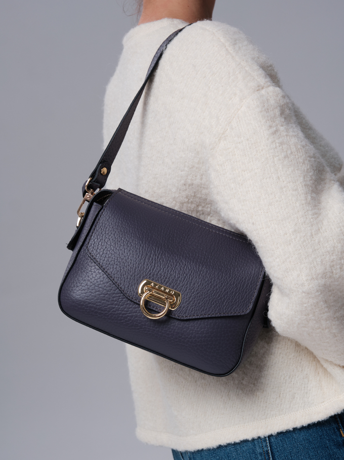 Сумка кожаная через плечо Azaro 3684 пыльно фиолетовая