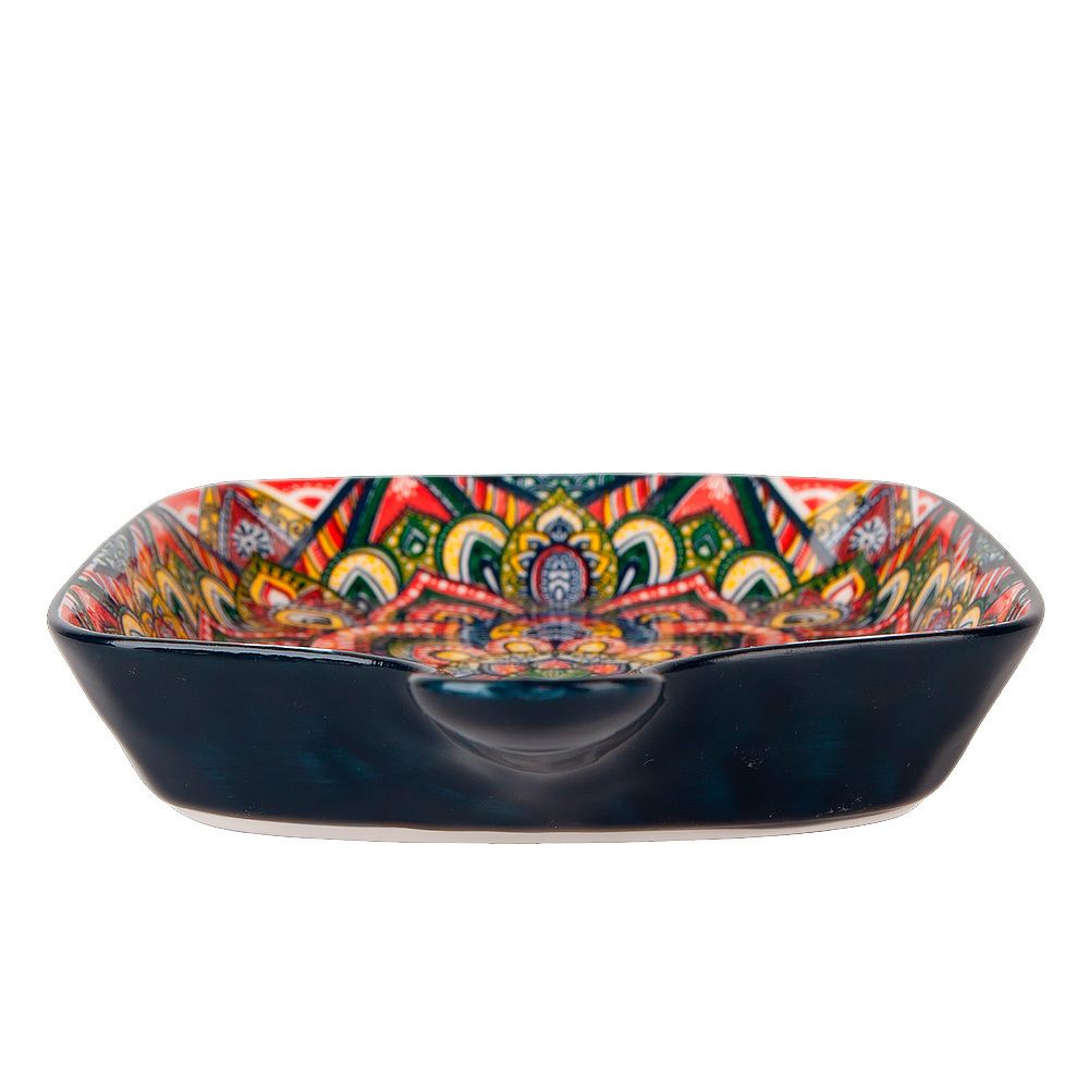 Блюдо с ручкой " " (синий) 23х14,5см (min9) (транспортная упаковка)