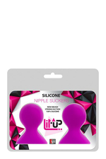 Ярко-розовые помпы для сосков LIT-UP NIPPLE SUCKERS LARGE PINK (Цвет: розовый)
