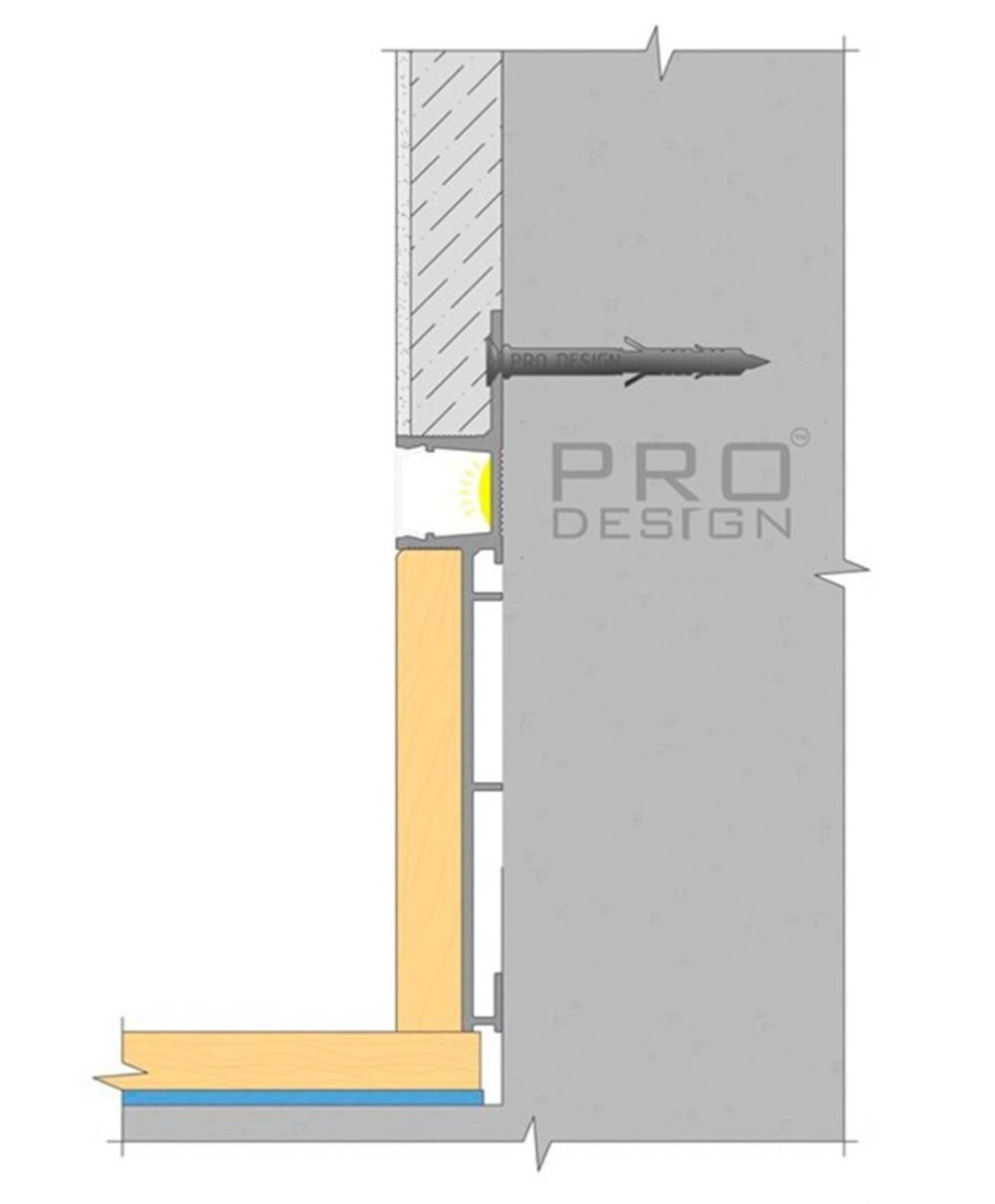 Плинтус скрытого монтажа Pro Design Combo 603 черный, 2700x14,5x98,6 мм