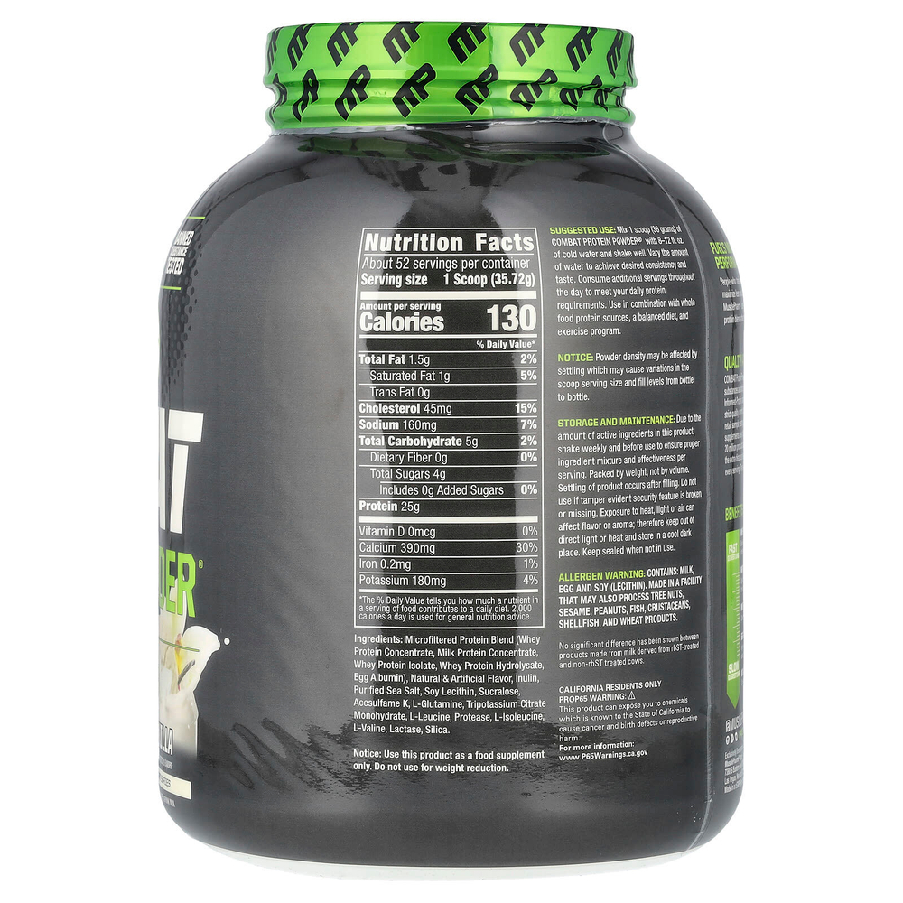 MusclePharm, Combat Protein Powder®, протеиновый порошок, с ванильным вкусом, 1,84 кг (4,1 фунта)