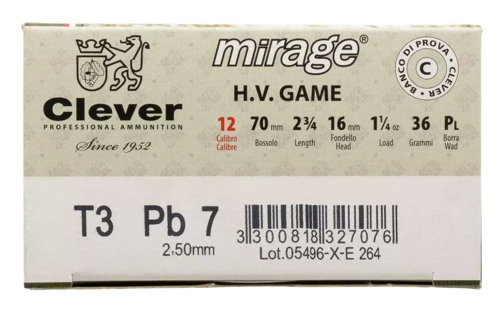 Патрон 12/70 Clever №7 36г п/м, коробка 25 шт.