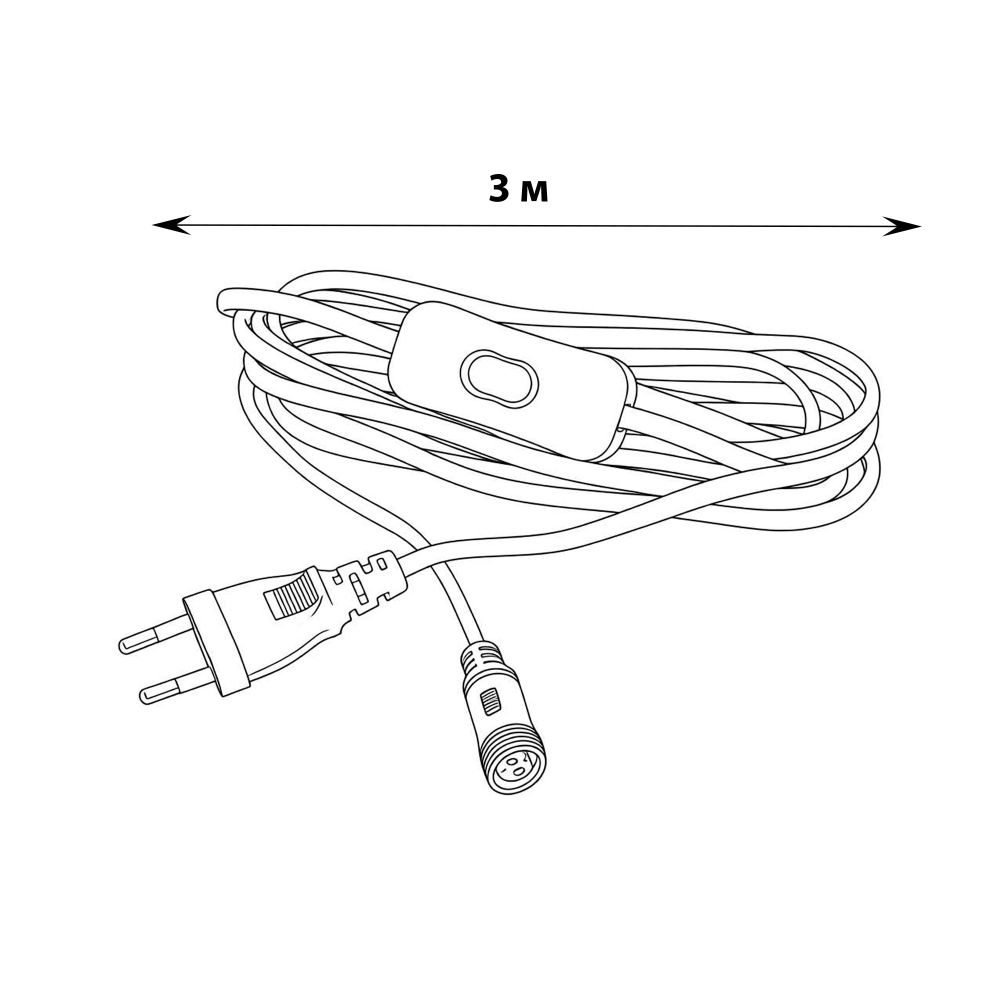 UCX-PT2-T70-300-B WHITE 1 STICKER Провод для подключения светильника ULT-P7x к сети 220В. 300 см. с кнопкой включения. Белый. ТМ Uniel