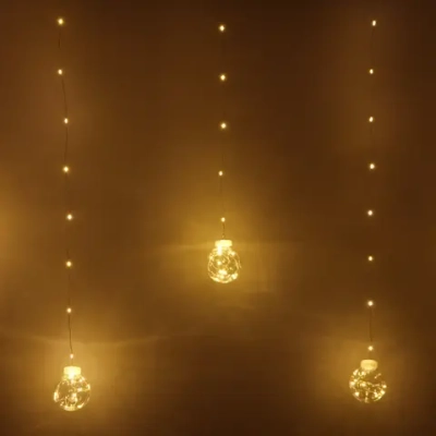 Гирлянда для дома БАХРОМА «Шар» ш2,5 м* в0,5/0,8м 200 ламп LED, d-8 см, 1 реж, IP-20, Теплый белый