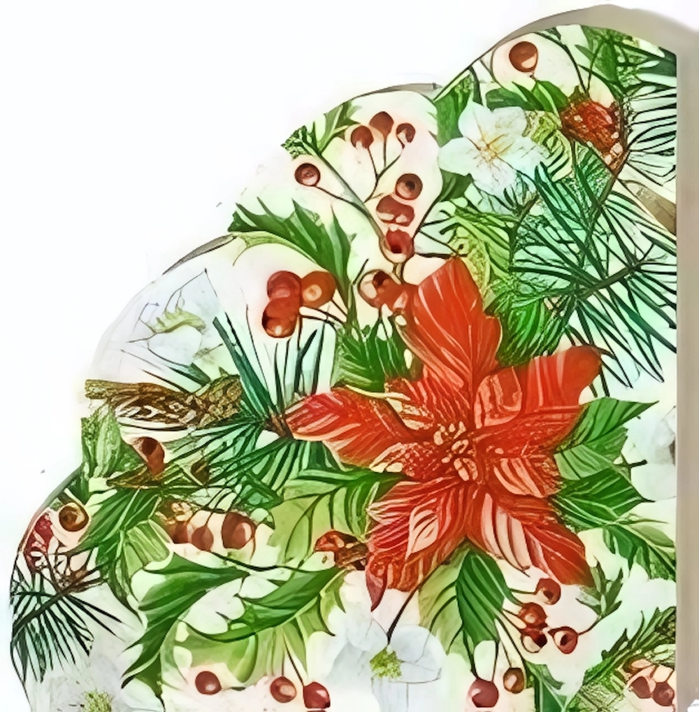 Салфетки бумажные круглые RONDO Пуансеттия, d-32см, 3 слоя, 12л