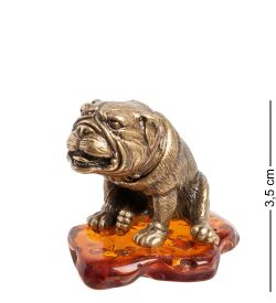 AM- 774 Брошь «Змея сердце» (латунь, янтарь)