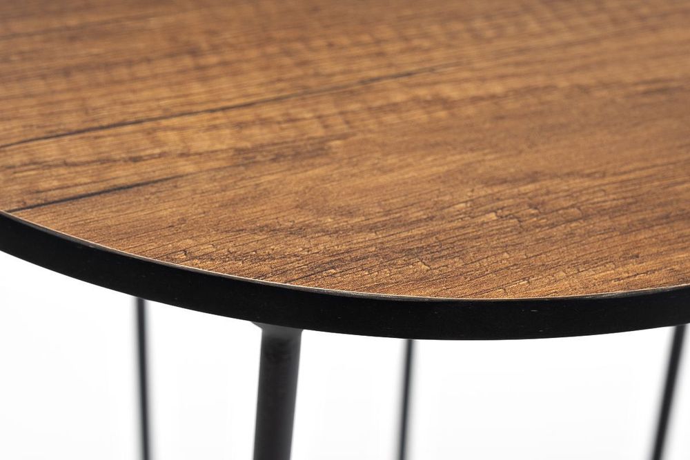 "Эквадор" журнальный стол из HPL круглый Ø40 H55, каркас из алюминия темно-серый (RAL 7024) муар, цвет столешницы "дуб"