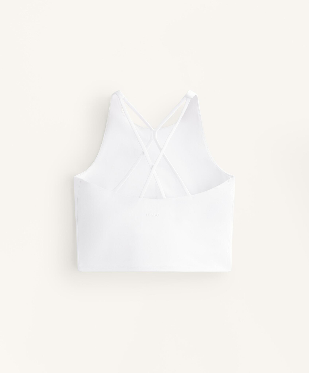 Oysho Майка Comfortlux с чашками и полосками на спине, белый