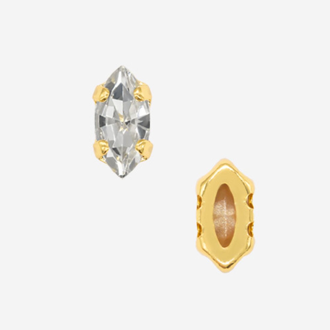 Кристалл Маркиз (Marquise Fancy Stone) в цапах, оттенок "Crystal", 6*3мм, позолота