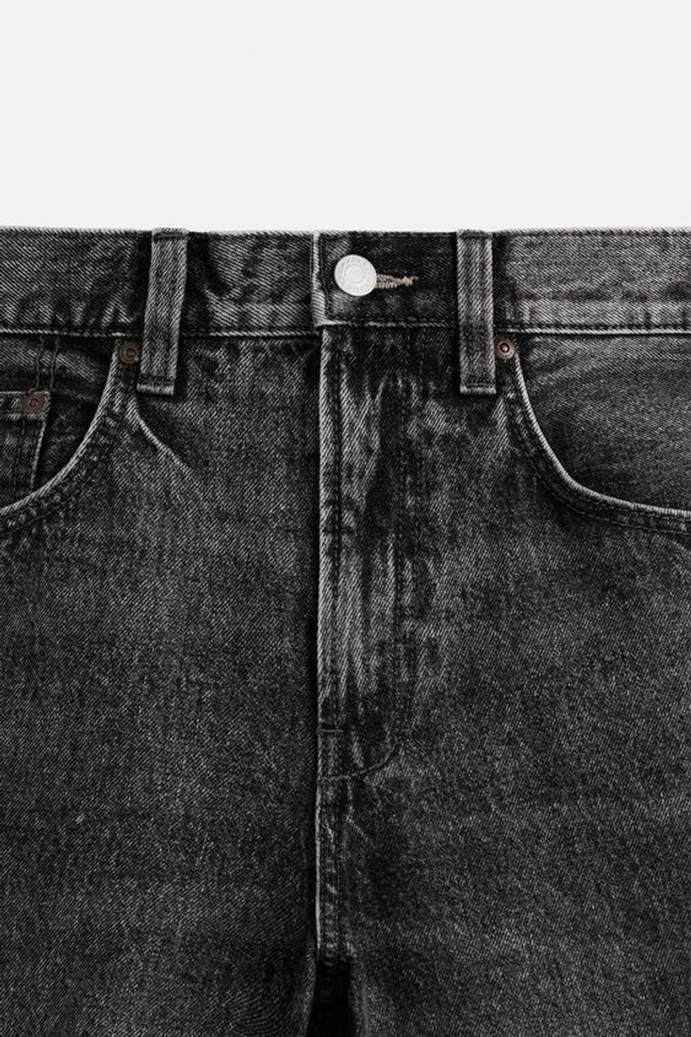 ZARA ДЖИНСОВЫЕ ШОРТЫ-БЕРМУДЫ СВОБОДНОГО КРОЯ, УГОЛЬНЫЙ