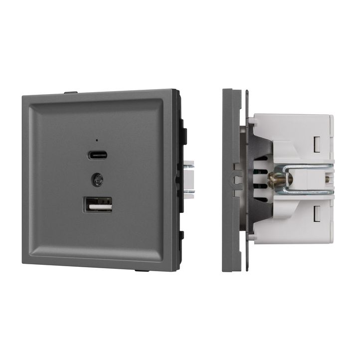 Механизм USB розетки SCT-TENDO-MUAC-SFPL-GR (5V, 3A, QC3) Arlight 054538