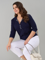 Блузка БЛ-015/синийгорошек-веточки
