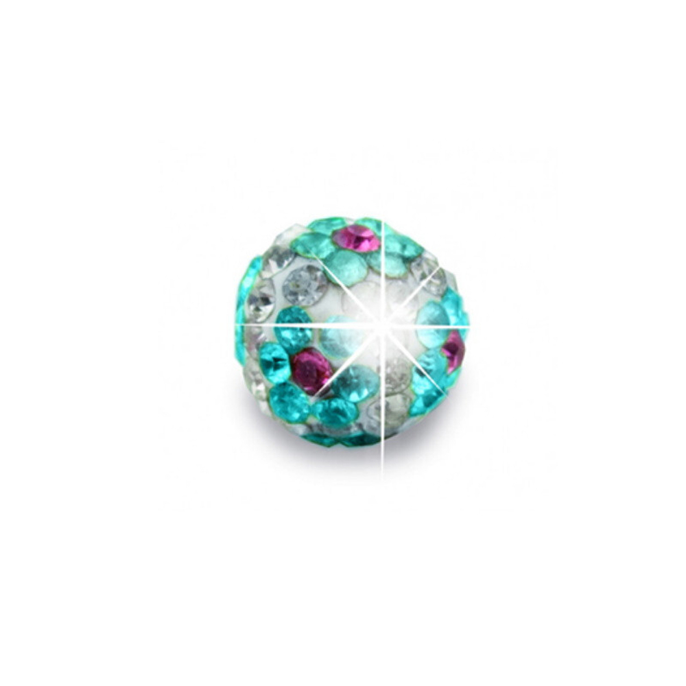 Серьги для ушей BIOJOUX BJT6167 White Crystal / Aque Rose Flower Ball 6mm Италия