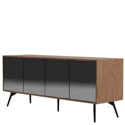 Сервант Angel Cerda 3061, 150х50 см, орех, закаленное стекло