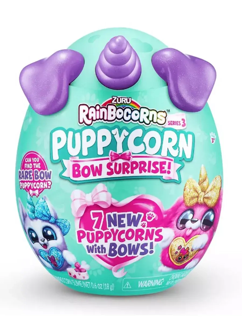 Мягкая игрушка сюрприз яйцо Rainbocorns Puppycorn Bow