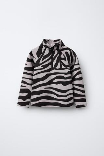 ZARA ДЫШАЩАЯ ФУТБОЛКА С ПРИНТОМ «ЗЕБРА», ЧЕРНЫЙ/ЭКРЮ