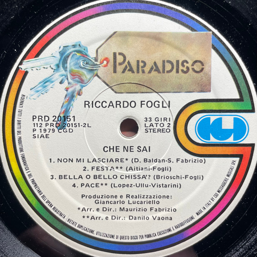 Riccardo Fogli ‎– Che Ne Sai (Италия 1979г.)