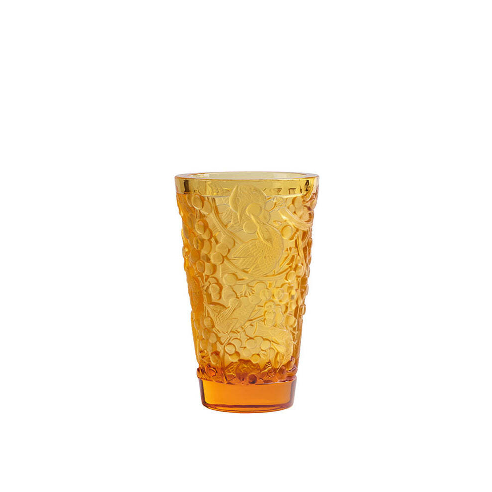 Ваза Lalique Merles et Raisins янтарная, 22.2 см