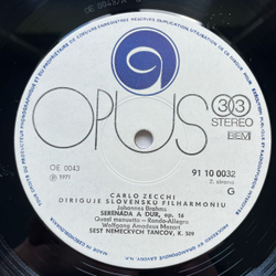 Винтажная виниловая пластинка LP Карло Цекки Carlo Zecchi, Моцарт, Брамс, W. A. Mozart, J. Brahms Sest Nemeckych Tancov / Serenada Pre Orchester (Чехословакия 1972)
