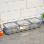 Набор емкостей для сыпучих 3шт 0,4л на подставке "Cubbo Scandi", серый