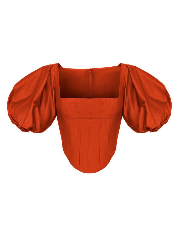 Шелковый топ с объемными рукавами