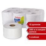Бумага туалетная ЛЮБАША (Система T2) 1-слойная 12 рулонов по 200 метров, отбеленная, 124546, 124546 (МП-40)