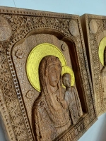 Освященная Икона Казанской Божией Матери 14х17.4см дуб - Км
