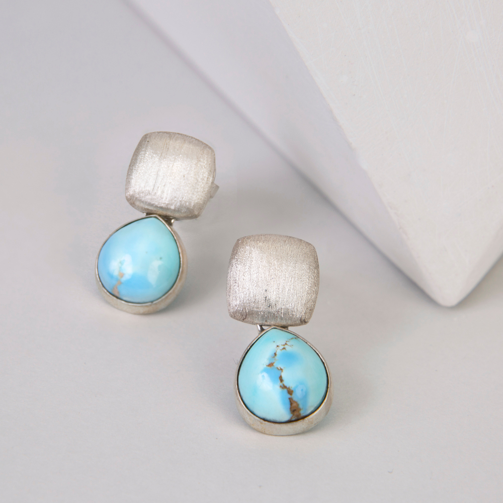 Серьги Silk с Казахстанской Бирюзой