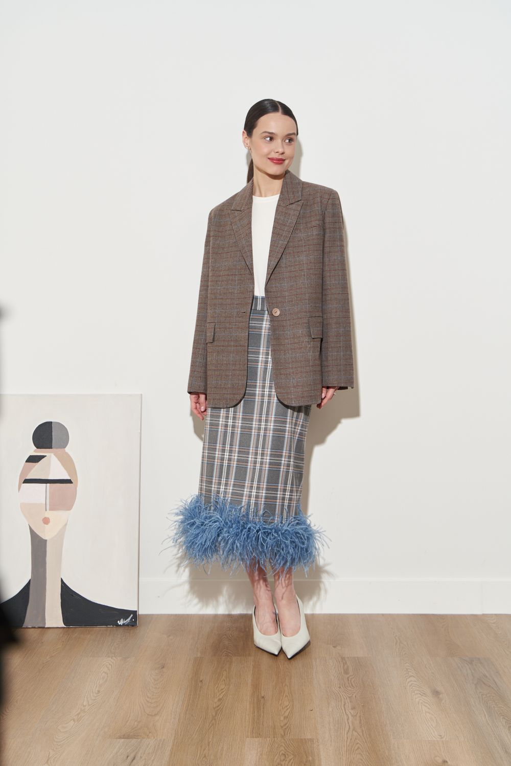 ЮБКА С ПЕРЬЯМИ СЕРЫЙ|БЕЖЕВЫЙ|ГОЛУБОЙ