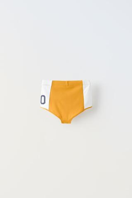 ZARA ШОРТЫ С ЦИФРОЙ И КОНТРАСТНЫМИ ДЕТАЛЯМИ, ГОРЧИЧНЫЙ