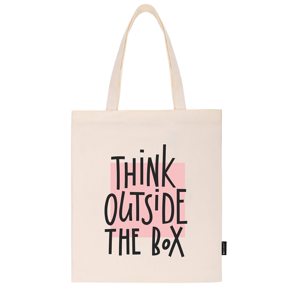 Сумка шоппер BRAUBERG канвас 40х35 см бежевый "Think outside the box" (2 штуки в упаковке)