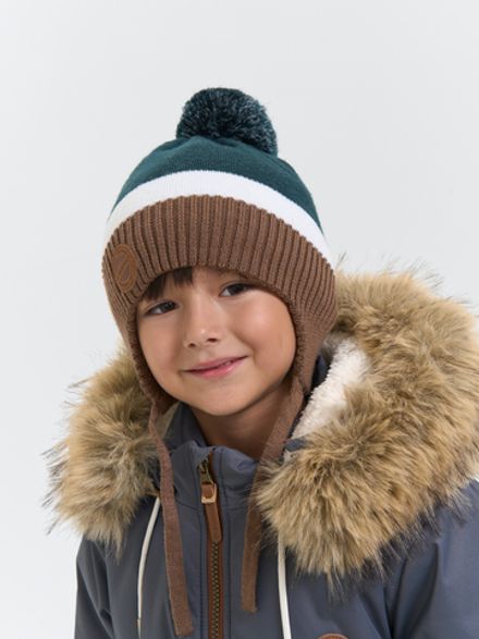 Шапка зимняя из смесовой шерсти "Малахит" на завязках
