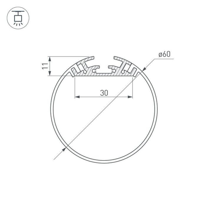 Профиль Arlight SL-ROUND-D60-2000 ANOD 019286