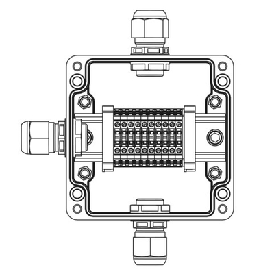 Взрывозащищенная клеммная коробка из полиэстера TBE-P-03-(10xCBC.2)-1xPABMP(A)-1xPABMP(C)-1xPABMP(D)1Ex e IIC Т5 Gb / Ex tb IIIC T95°C Db IP66