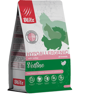 Blitz Vetline Hypoallergenic для кошек, при пищевой аллергии, диетический, с индейкой, 400гр.