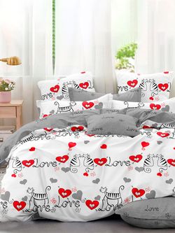 Пододеяльник поплин Котики Котики "Lovecats/Lovecats (компаньон)" 2-спальный на молнии 175x215 см