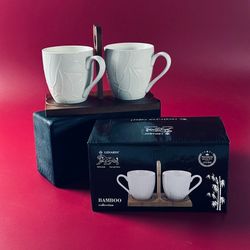 Lenardi 235-057 Набор из 2 кружек 360мл с блюдцами на подставке TROPICAL в под.уп. (х18)Фарфор