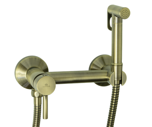 12202-D Set Смеситель для гиг. душа КРУГ (БРОНЗА)  GANZER  (10/1шт)