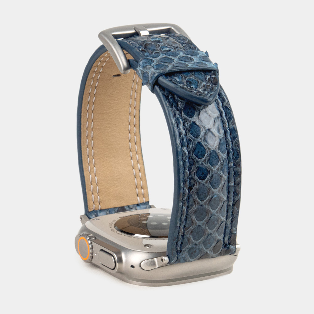 Ремешок для Apple Watch Ultra 49mm из кожи питона, синего цвета