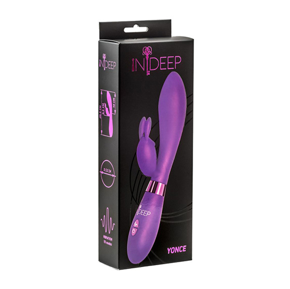 Фиолетовый вибратор 20,5см с клиторальным зайчиком Indeep Yonce Purple