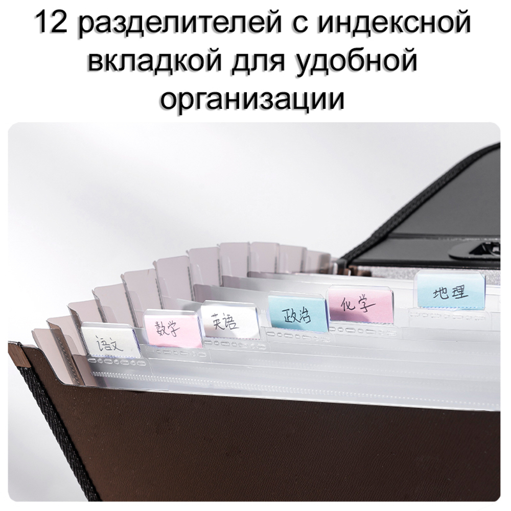 Папка-портфель DELI, с ручкой 13 отделений, синий