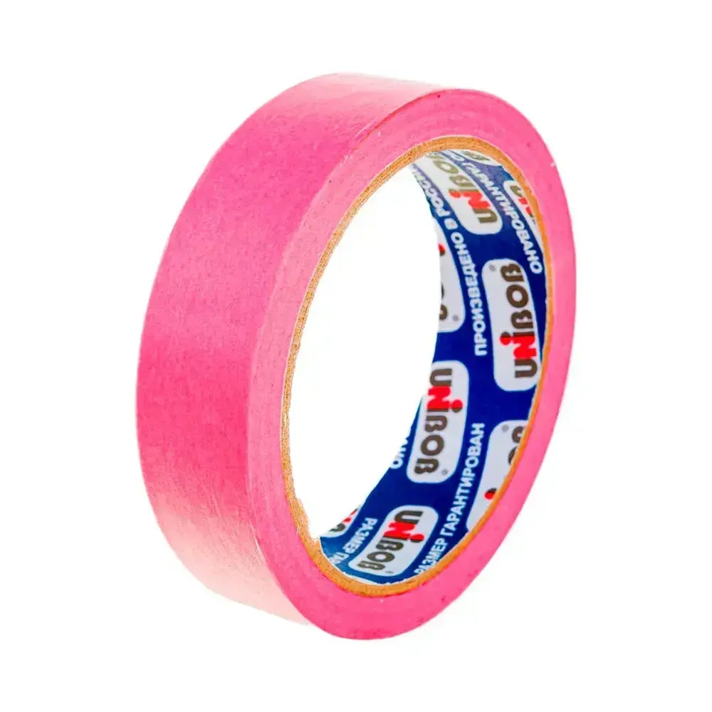 Клейкая лента малярная для деликатных поверхностей 25мм х 25м UNIBOB (розовая) Малярный скотч