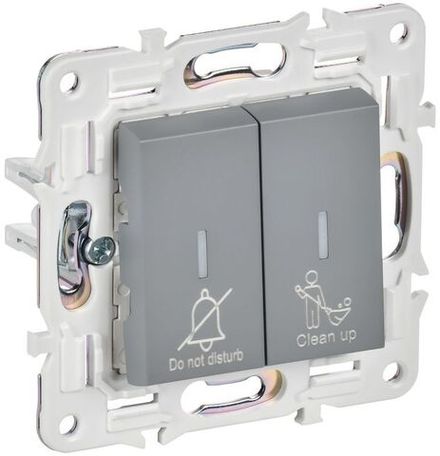 Выключатель 2-кл. SKANDY 10А SK-V16Gr для отелей с индикацией сер. IEK SK-V20-2-10-K03