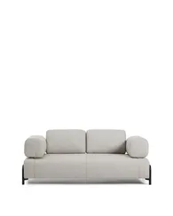 2-местный диван Compo серо-бежевого цвета с чёрным металлическим каркасом, 200 см