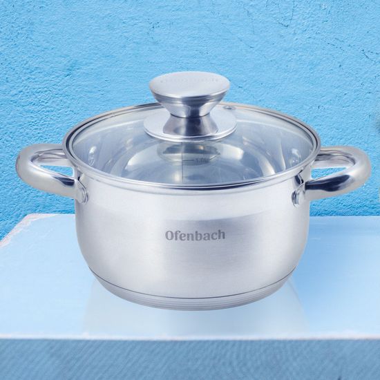 Набор кастрюль 6 предметов ( 1,1 л; 1,7 л; 2,4 л) Ofenbach NB 100002 из нержавеющей стали