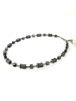 4635 Coeur de Lion колье с гематитом и черными кристаллами Сваровски.