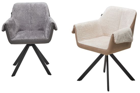 Стул ЭЛЕФАНТ 360 град. поворотный, Alpina Cream, букле / Magnum 130 искуств.замша / Черный