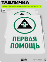 Табличка для обеспечения безопасности "Первая помощь", для офиса, по охране труда для предприятия, организаций, 40х30 см, Silver Plane x Айдентика Технолоджи