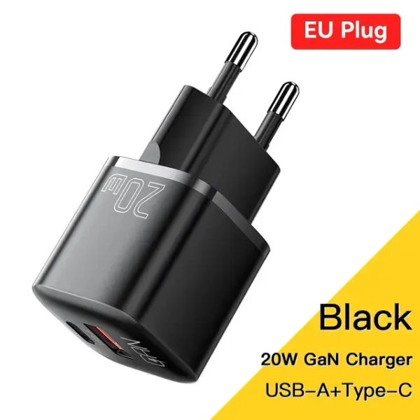 Адаптер питания Essager 20Вт (Type-C + USB-A) Черный