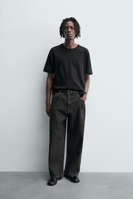 ZARA ДЖИНСЫ WIDE FIT, КОРИЧНЕВЫЙ